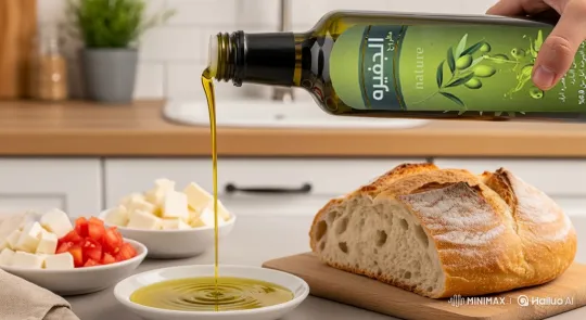Gourmet Olive Oil Pouring Over Bread and Cheese – AI Generated Video | Hailuo AI