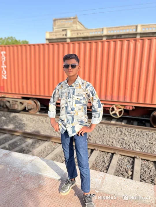 Young Man Poses Confidently on Train Platform – AI Generated Video | Hailuo AI