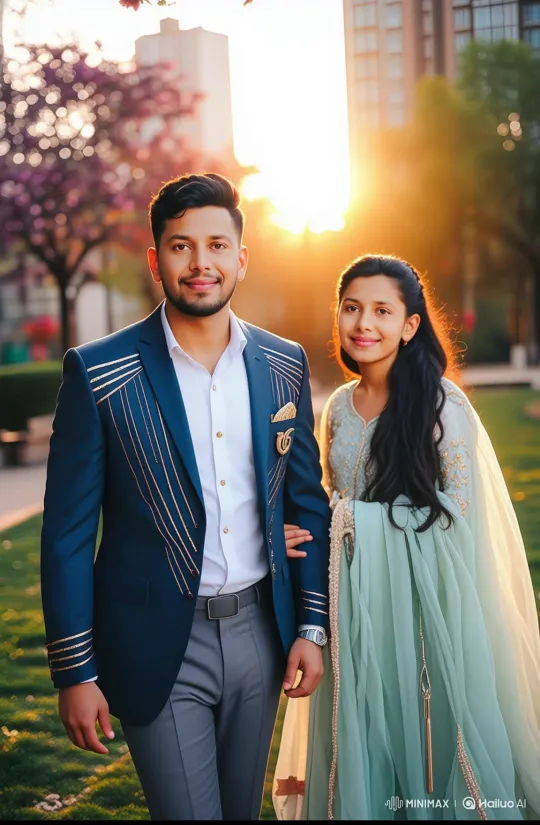 Romantic Encounter in Golden Hour Urban Park – AI Generated Video | Hailuo AI