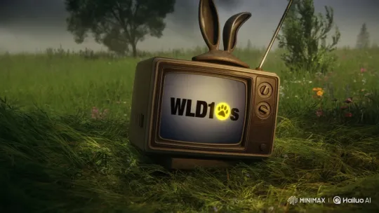 1980s TV in Wild Field with Glowing 'WLD10s' Logo – AI Generated Video | Hailuo AI