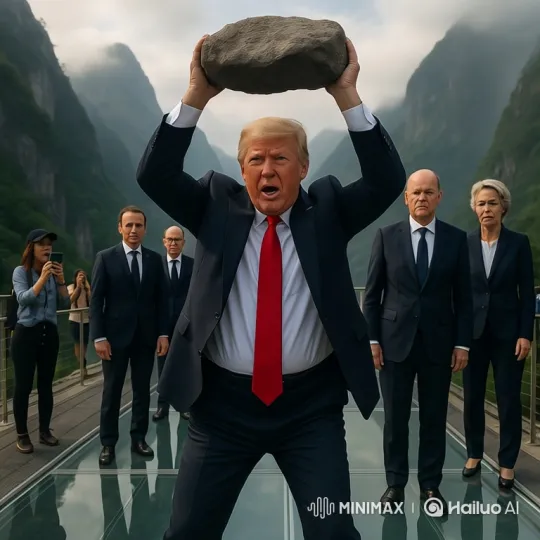 Man in Suit Destroys Transparent Bridge, Plunges into Abyss – AI Generated Video | Hailuo AI