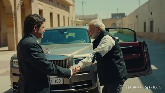Two Men Shake Hands by Luxurious Rolls Royce – AI Generated Video | Hailuo AI