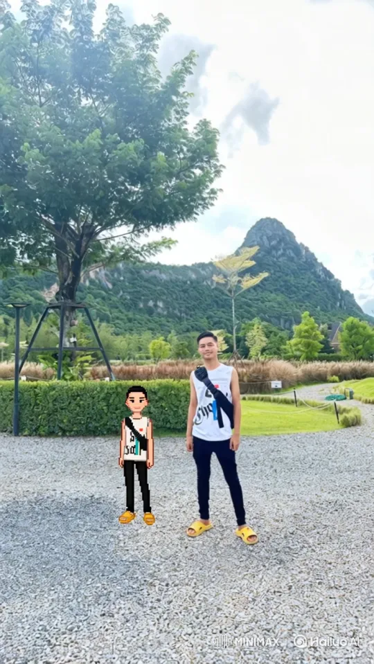 Young Man and His Avatar in Park Landscape – AI Generated Video | Hailuo AI