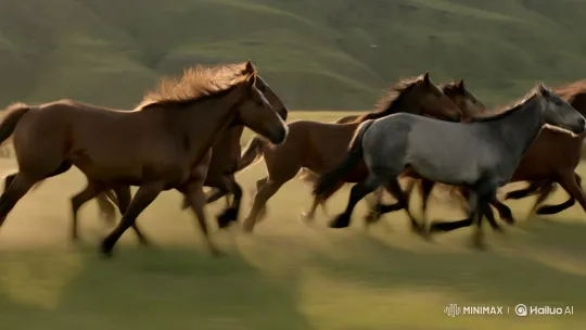 Wild Horses Gallop on Golden Prairie – AI Generated Video | Hailuo AI
