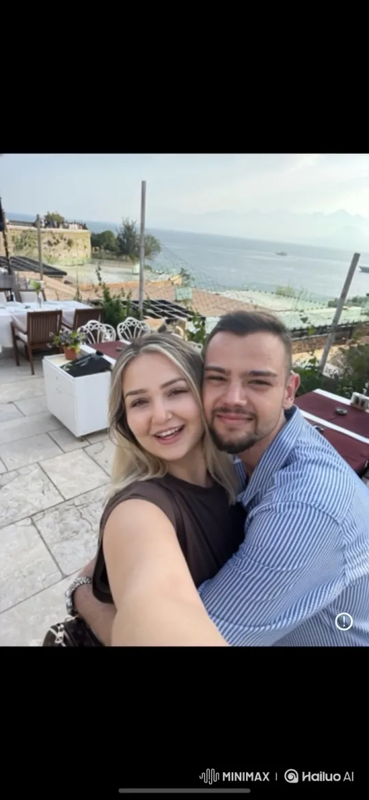 Family Portrait: Couple and Child Embrace on Terrace – AI Generated Video | Hailuo AI