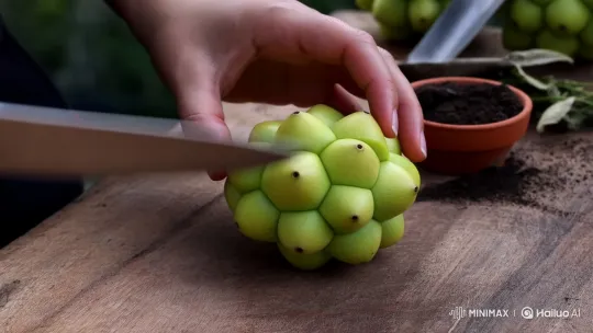 Cutting and Planting Sugarapple Seeds for a Garden – AI Generated Video | Hailuo AI