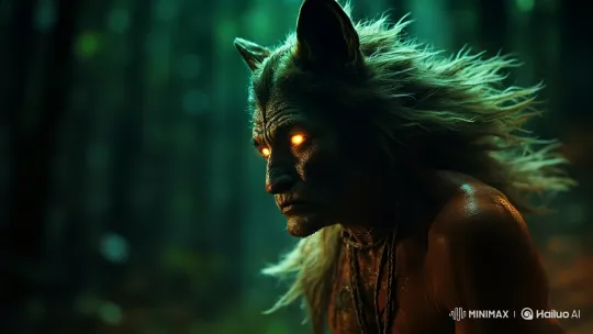 Man Transforms into Werewolf in Dark Forest – AI Generated Video | Hailuo AI