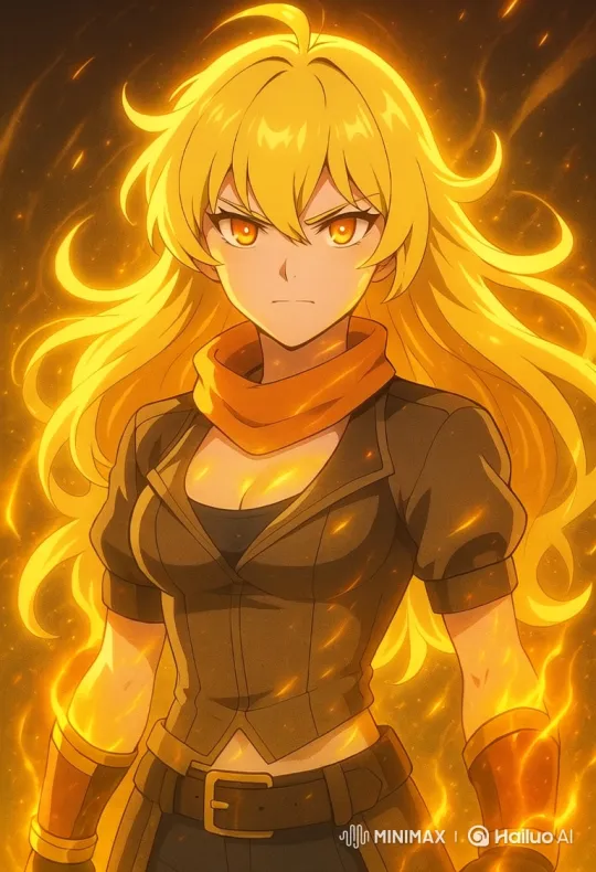 Anime Woman Powers Up in Fiery, Golden Aura – AI Generated Video | Hailuo AI