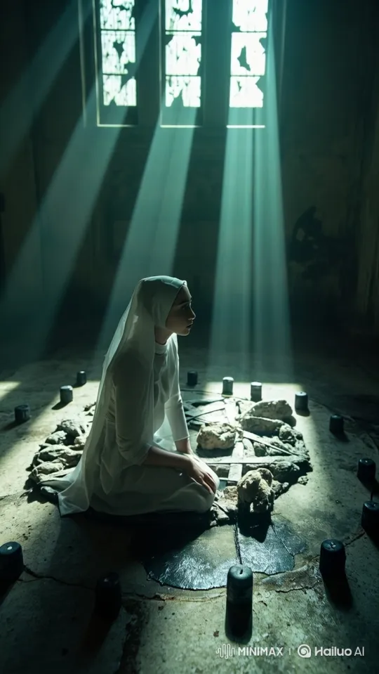Young Nun's Sinful Encounter with Demons in Decaying Chamber – AI Generated Video | Hailuo AI
