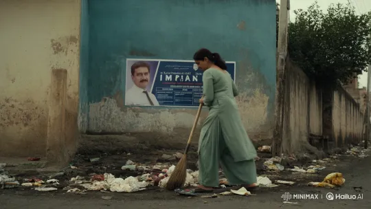 Maryam Nawaz Sharif Cleans Littered Street with Imran Khan Poster – AI Generated Video | Hailuo AI