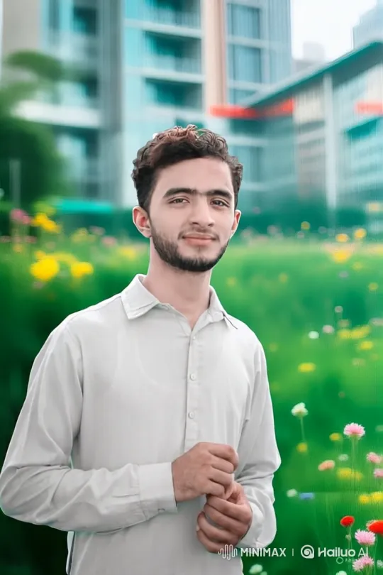 Young Couple Dance in Flowery Field with Modern Buildings in Background – AI Generated Video | Hailuo AI