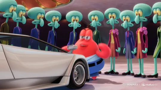 Mr. Krabs Enjoys Kisses from 12 Squidward Women Beside Lamborghini – AI Generated Video | Hailuo AI