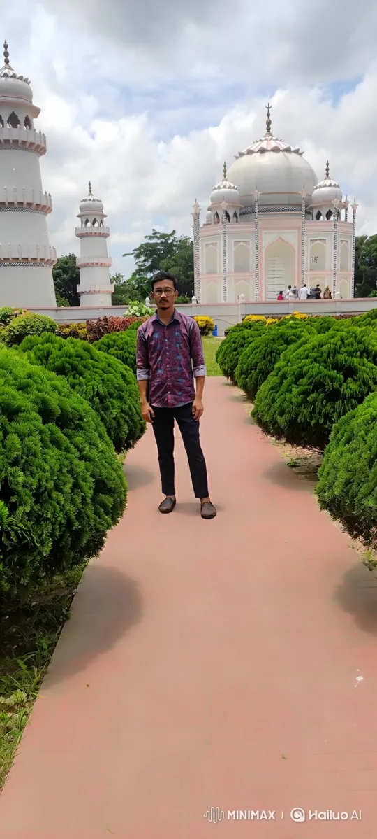 Young Man Admires Architectural Beauty in Serene Garden – AI Generated Video | Hailuo AI