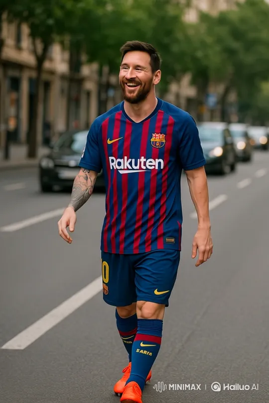 Lionel Messi Drags Through City in Exhausted Stroll – AI Generated Video | Hailuo AI