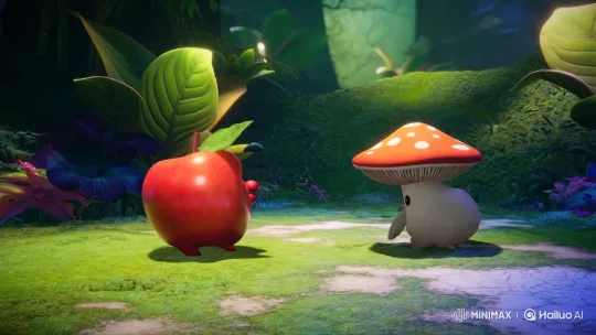 Apple Dog vs. Mushroom Dog: Epic Battle in a Magical Forest – AI Generated Video | Hailuo AI