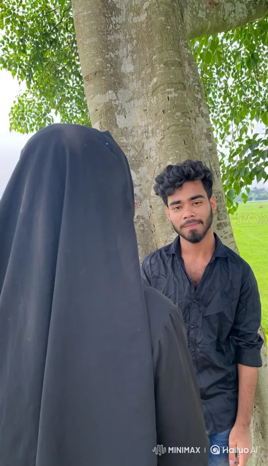 Young Couple Shares Quiet Moment by Tree at Golden Hour – AI Generated Video | Hailuo AI