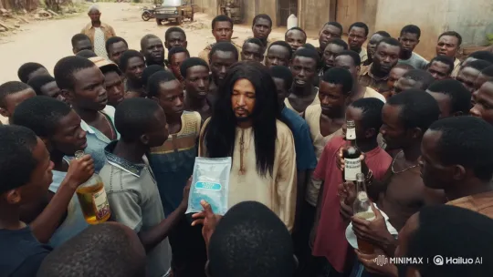 Jesus-Like Man Challenged to Miracle in Nigerian Street – AI Generated Video | Hailuo AI