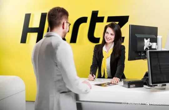 Man Attacks Employee and Rips His Jacket at Hertz Counter – AI Generated Video | Hailuo AI