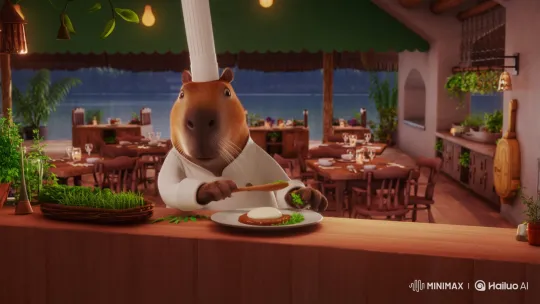 Chef Capi: Capybara Chef Prepares Gourmet Dish – AI Generated Video | Hailuo AI