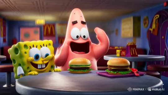 Patrick Enthusiastically Eats a Burger at McDonald's – AI Generated Video | Hailuo AI