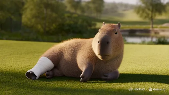 Capybara Fakes Injury for Rest in Pastoral Setting – AI Generated Video | Hailuo AI