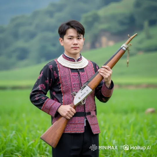 Young Hunter Aiming at Birds in Pastoral Landscape – AI Generated Video | Hailuo AI
