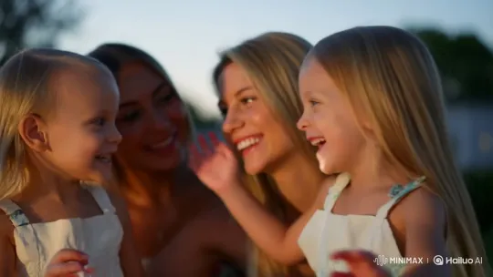 Joyful Little Girl Hugs Her Parents – AI Generated Video | Hailuo AI