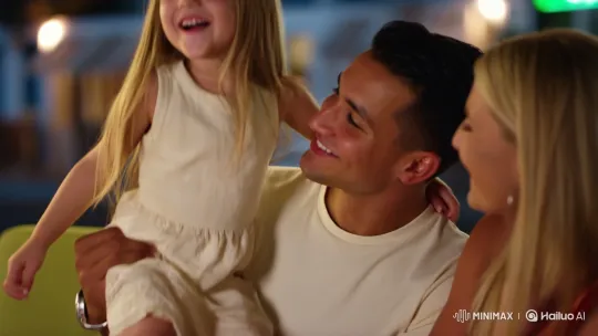 Family Reunion: Joyful Little Girl Hugs Parents – AI Generated Video | Hailuo AI