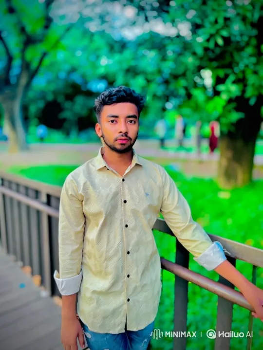 Young Man in Park: Serene Gaze Amidst Gentle Breeze – AI Generated Video | Hailuo AI