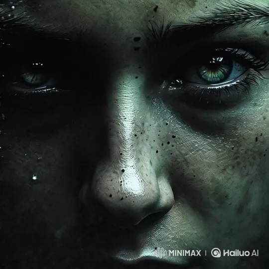 Dramatic Close-Up of a Pensive Face Amidst Distress – AI Generated Video | Hailuo AI