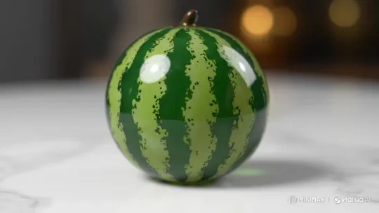 Glass Watermelon Cracks to Reveal Melted Chocolate – AI Generated Video | Hailuo AI