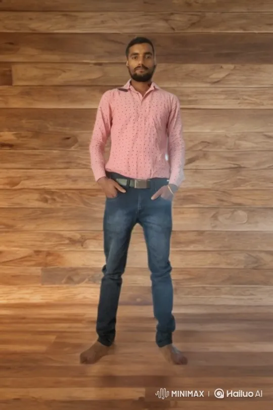 Man in Wooden Room with Gentle Smile – AI Generated Video | Hailuo AI