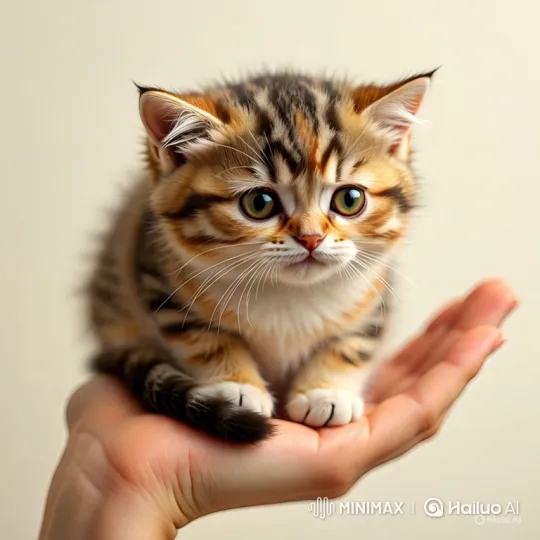 Close-up of a Tiny Fluffy Tabby Kitten – AI Generated Video | Hailuo AI