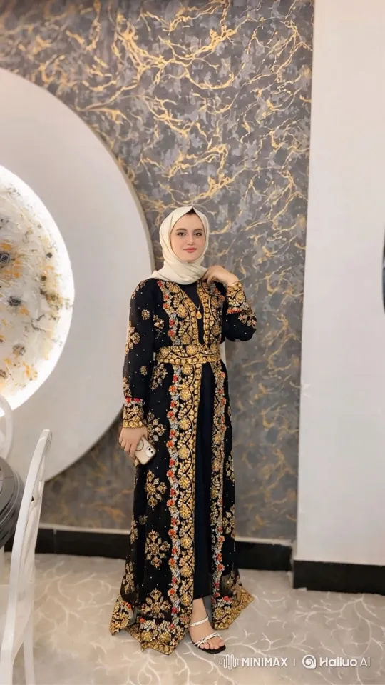Woman in Embroidered Robe: Graceful Pose and Slow Motion – AI Generated Video | Hailuo AI