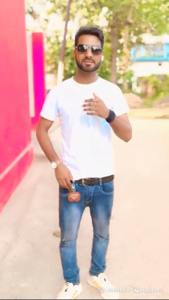 Young Man Awaits Arrival by Vibrant Pink Wall – AI Generated Video | Hailuo AI
