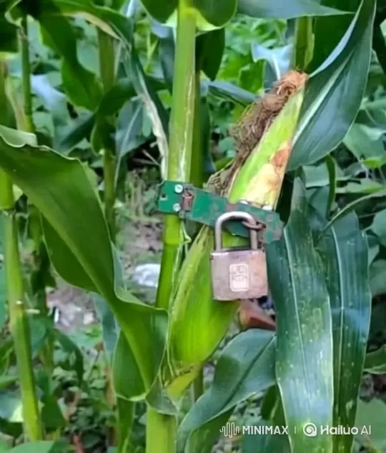 Cornfield Security: Locked Ear of Corn Sways in the Wind – AI Generated Video | Hailuo AI