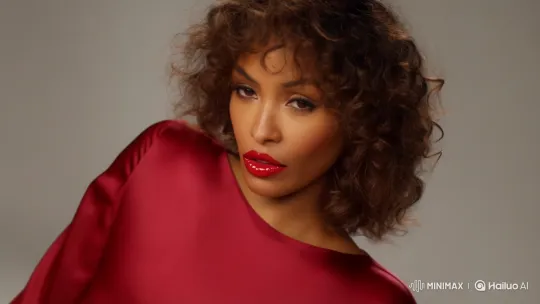 Stylish Woman in Ruby Red Jumpsuit with Dynamic Camera Tracking – AI Generated Video | Hailuo AI
