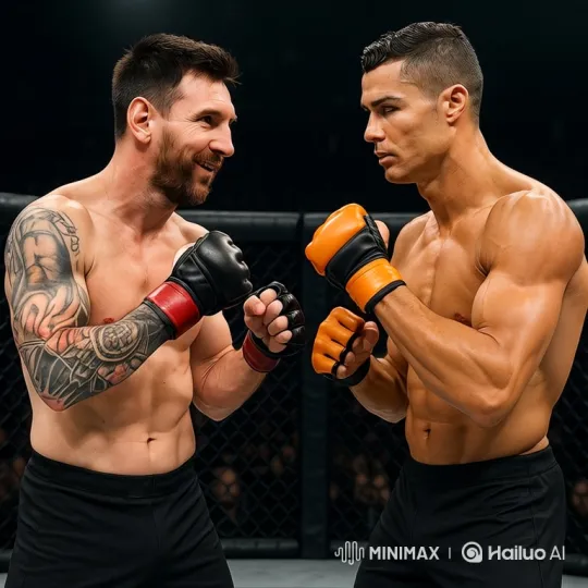 Messi and Ronaldo in Imagined MMA Fight – AI Generated Video | Hailuo AI