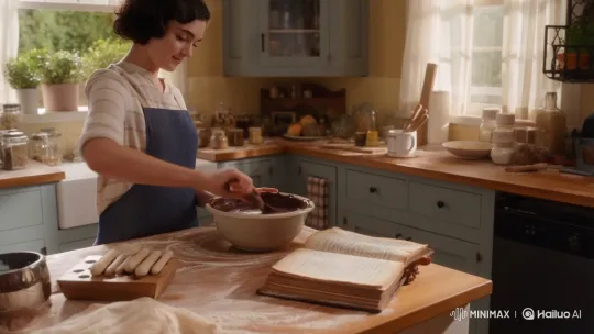 Young Woman Bakes Grandmother's Chocolate Cake – AI Generated Video | Hailuo AI