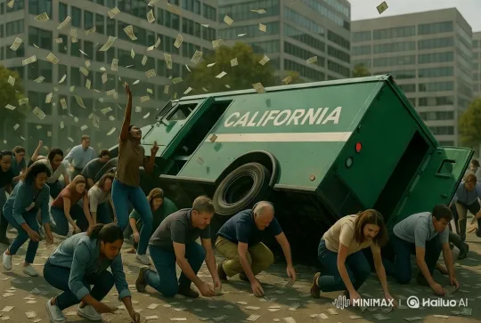 Chaos Erupts as Armored Truck Overturns, Spilling Money – AI Generated Video | Hailuo AI