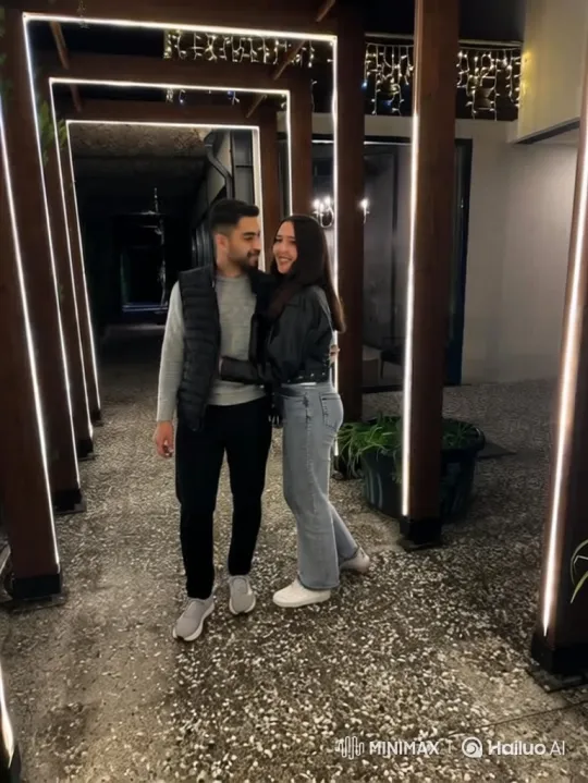 Couple Embraces Newborn Under Festive Lights – AI Generated Video | Hailuo AI