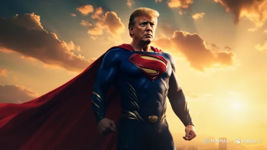 Trump Superhero Lands on Statue of Liberty Amid Storm – AI Generated Video | Hailuo AI