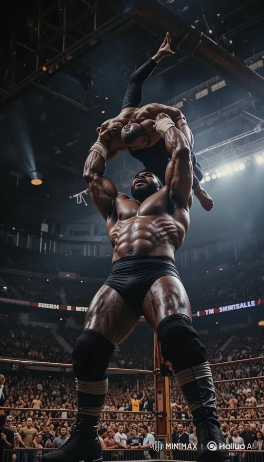 Powerful Wrestler Triumphs in Dramatic Hold – AI Generated Video | Hailuo AI