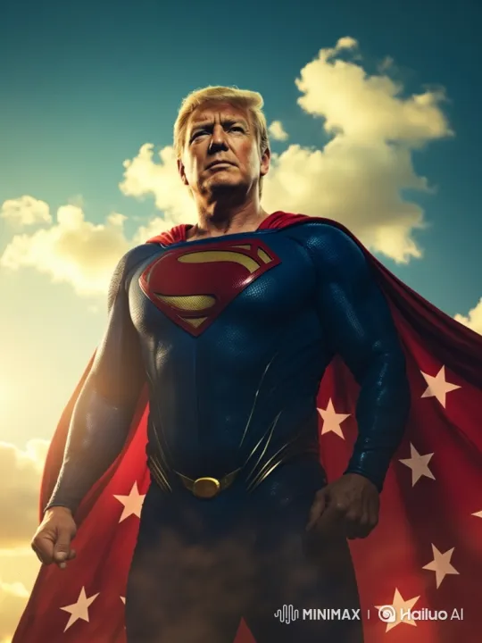 Superhero Trump Flies Over Ruined Monuments in Dramatic Video – AI Generated Video | Hailuo AI