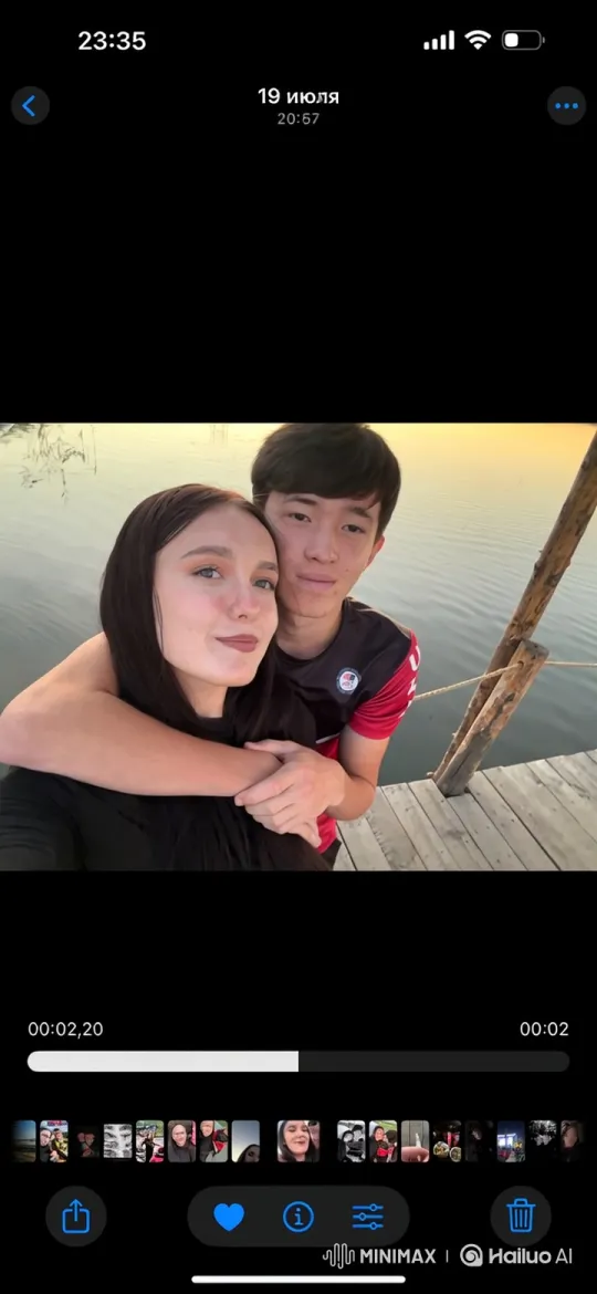 Couple and Little Girl in Static Embrace on Dock – AI Generated Video | Hailuo AI