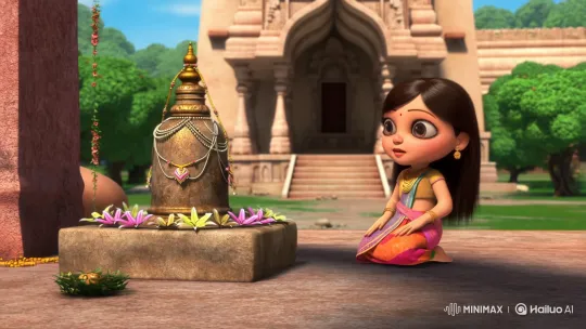 Young Girl's Devotion at Village Temple – AI Generated Video | Hailuo AI