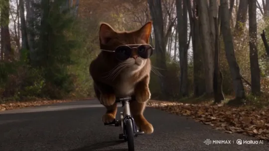 Determined Cat Performs Wheelie on Tiny Bicycle – AI Generated Video | Hailuo AI
