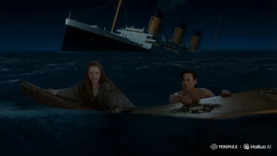 Titanic's Final Moments: Rose and Jack's Struggle – AI Generated Video | Hailuo AI