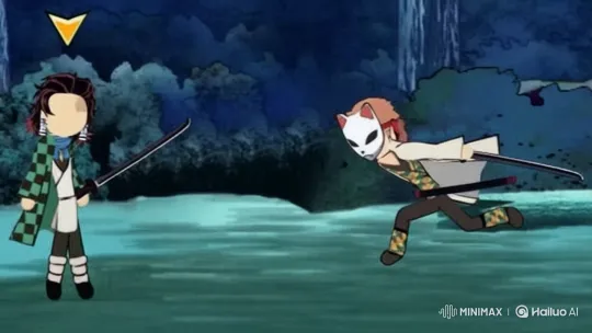 Live2D Animation: Water vs. Wind Battle in a Forest Clearing – AI Generated Video | Hailuo AI
