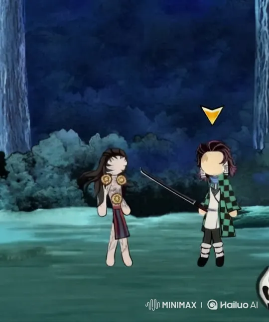 Zenitsu's Lightning vs. Demon's Sound Waves in Dark Forest – AI Generated Video | Hailuo AI